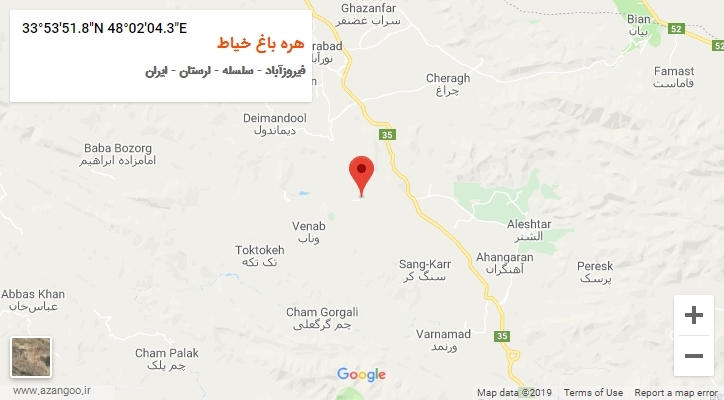 روستای هره باغ خیاط بر روی نقشه