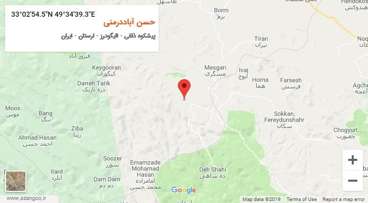 روستای حسن آباددرمنی بر روی نقشه