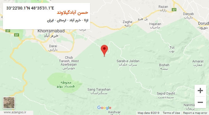 روستای حسن آبادگیلاوند بر روی نقشه