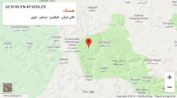 روستای هستک بر روی نقشه