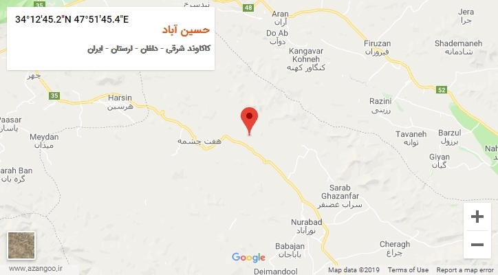 روستای حسین آباد بر روی نقشه