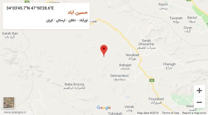 روستای حسین آباد بر روی نقشه