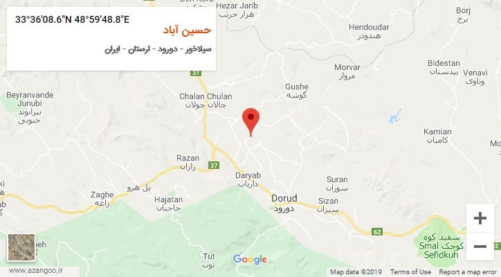 روستای حسین آباد بر روی نقشه