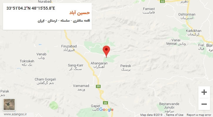 روستای حسین آباد بر روی نقشه