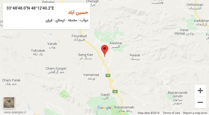 روستای حسین آباد بر روی نقشه