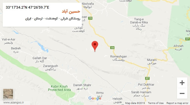 روستای حسین آباد بر روی نقشه
