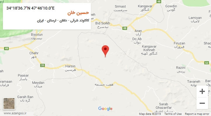 روستای حسین خان بر روی نقشه