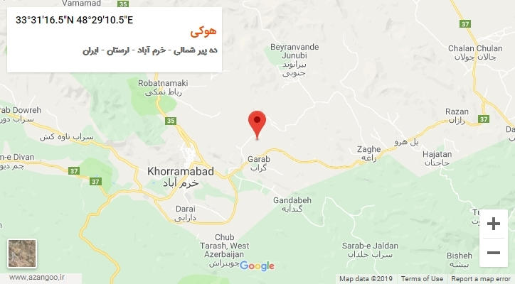 روستای هوکی بر روی نقشه