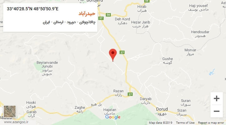 روستای حیدرآباد بر روی نقشه