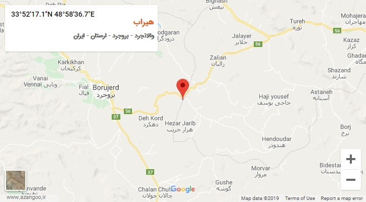 روستای هیراب بر روی نقشه