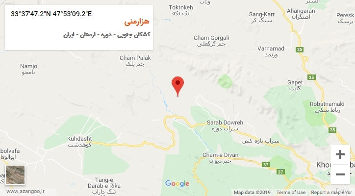 روستای هزارمنی بر روی نقشه