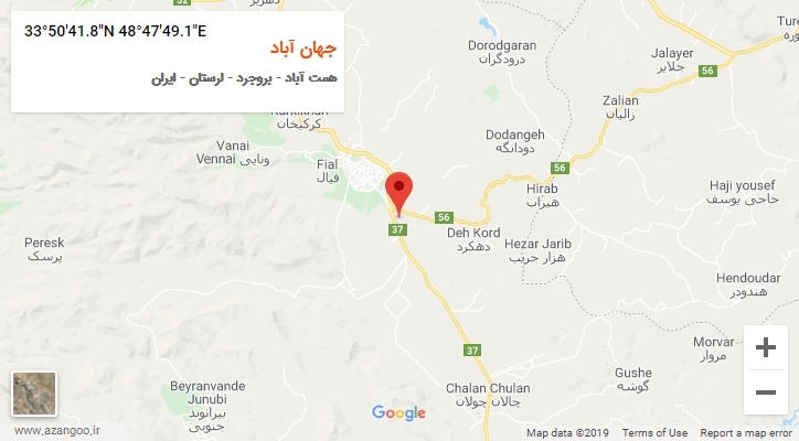 روستای جهان آباد بر روی نقشه