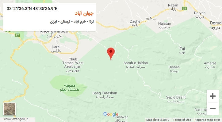 روستای جهان آباد بر روی نقشه