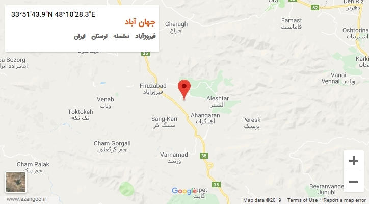روستای جهان آباد بر روی نقشه
