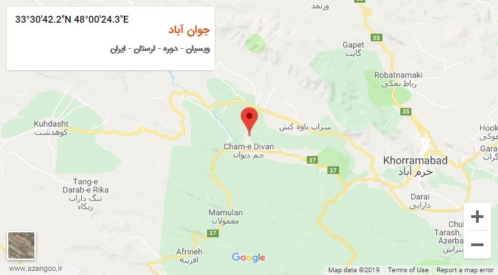 روستای جوان آباد بر روی نقشه