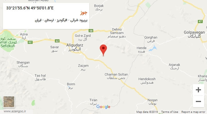 روستای جوز بر روی نقشه