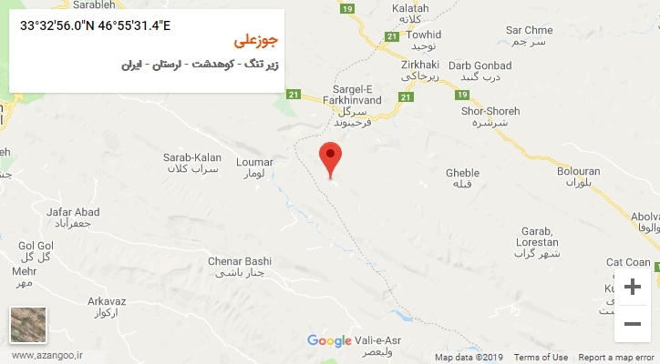 روستای جوزعلی بر روی نقشه