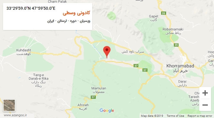 روستای کادونی وسطی بر روی نقشه