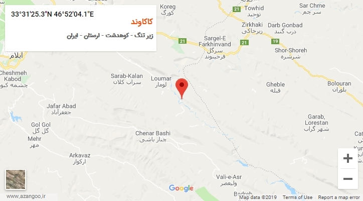 روستای کاکاوند بر روی نقشه