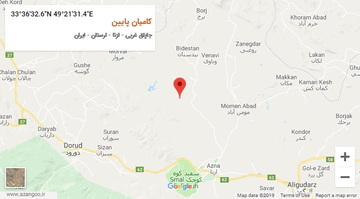 روستای کامیان پایین بر روی نقشه