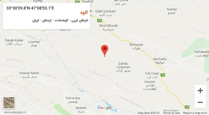 روستای کاوه بر روی نقشه