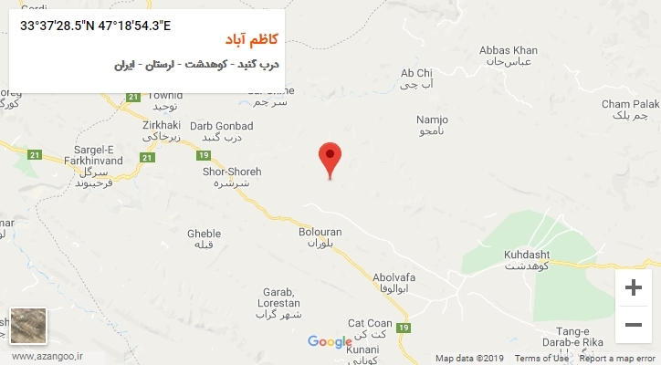 روستای کاظم آباد بر روی نقشه