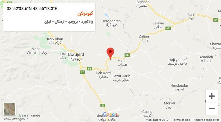 روستای کبوترلان بر روی نقشه