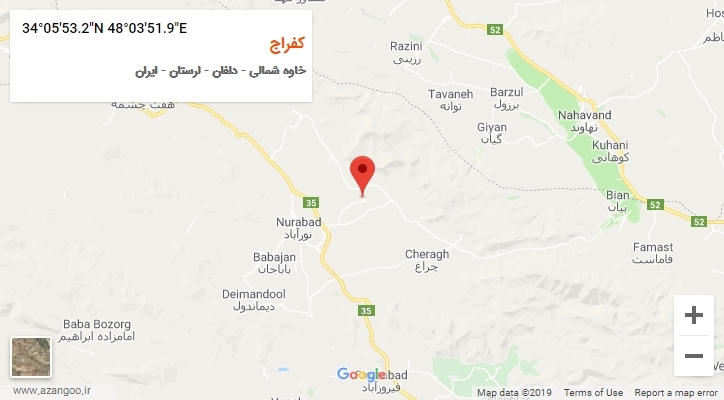 روستای کفراج بر روی نقشه