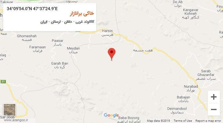 روستای خاکی برانازار بر روی نقشه