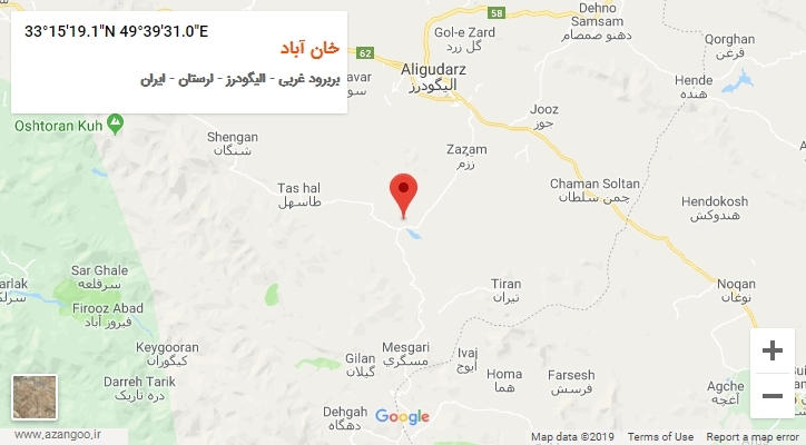 روستای خان آباد بر روی نقشه