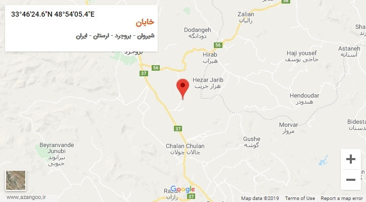 روستای خایان بر روی نقشه