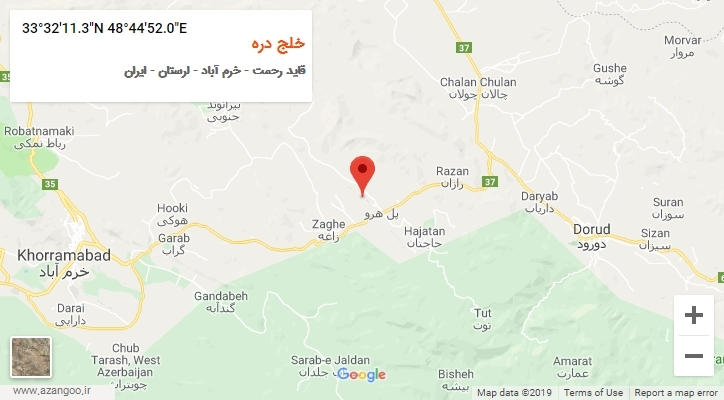 روستای خلج دره بر روی نقشه