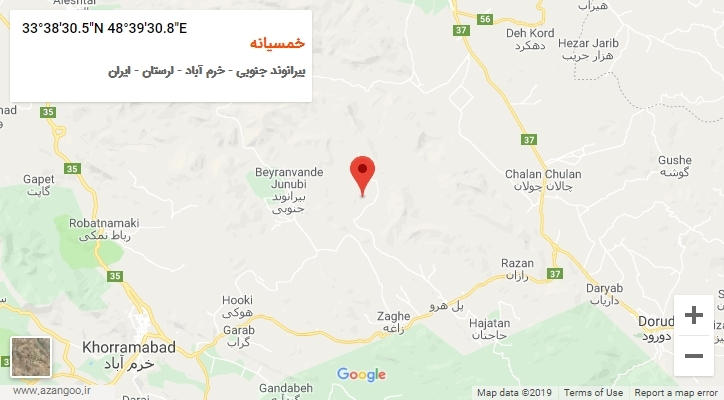 روستای خمسیانه بر روی نقشه