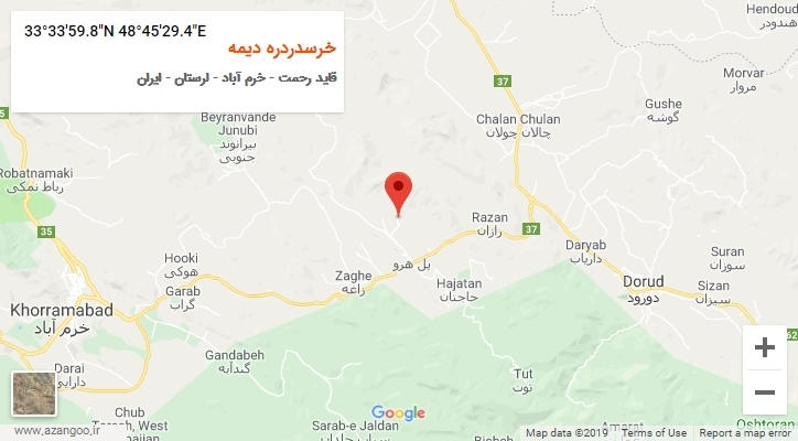 روستای خرسدردره دیمه بر روی نقشه