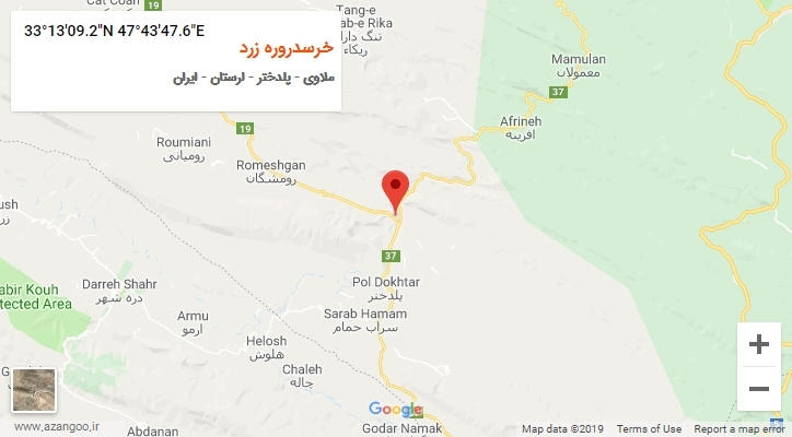 روستای خرسدروره زرد بر روی نقشه