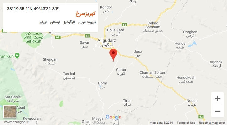 روستای کهریزسرخ بر روی نقشه