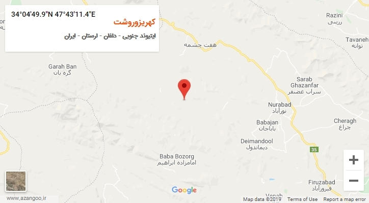 روستای کهریزوروشت بر روی نقشه