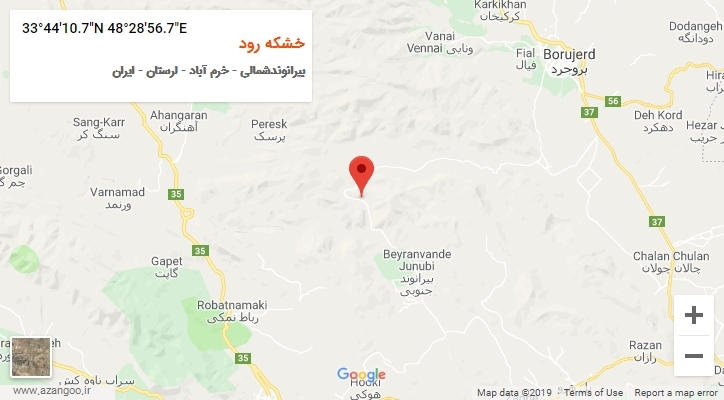 روستای خشکه رود بر روی نقشه