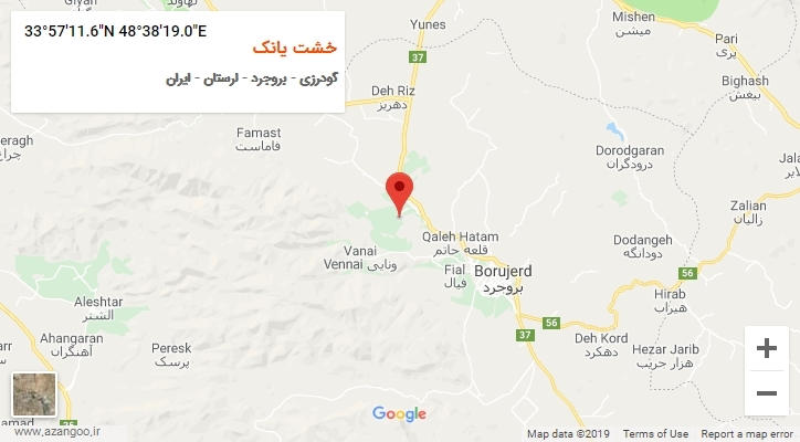 روستای خشت یانک بر روی نقشه