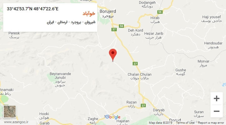 روستای خوآباد بر روی نقشه