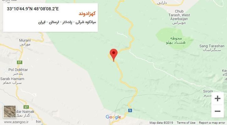 روستای کهزادوند بر روی نقشه