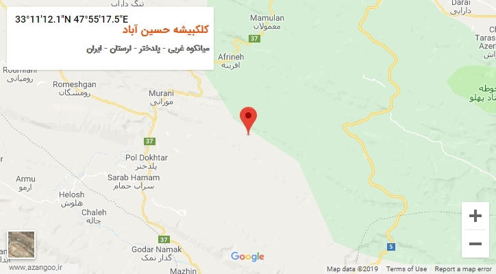 روستای کلکبیشه حسین آباد بر روی نقشه