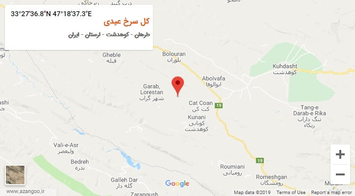 روستای کل سرخ عیدی بر روی نقشه