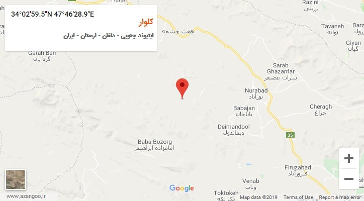 روستای کلوار بر روی نقشه