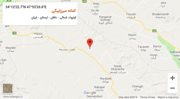 روستای کمانه میرزابیگی بر روی نقشه