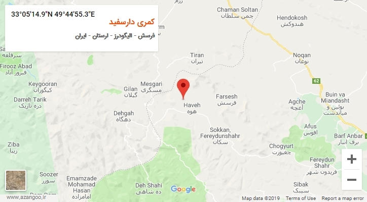 روستای کمری دارسفید بر روی نقشه