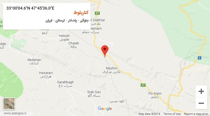 روستای کناربلوط بر روی نقشه