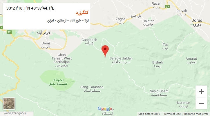 روستای کنگرزرد بر روی نقشه