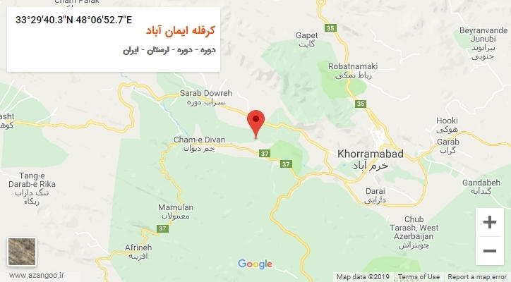 روستای کرفله ایمان آباد بر روی نقشه