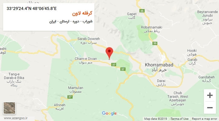 روستای کرفله لاون بر روی نقشه